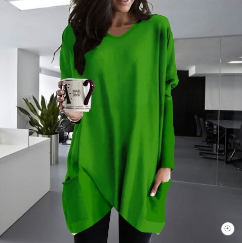 Comfortable Solid Color Loose Casual Long Sleeve T-Shirt-4
