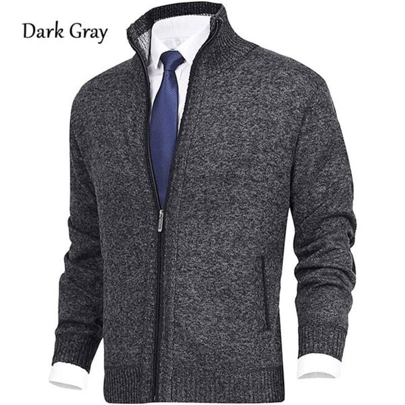 🔥Black Friday promotion 50 % off discount🔥Men's Solid Color Stand Collar Fashion Cardigan Sweater Knit Jacket