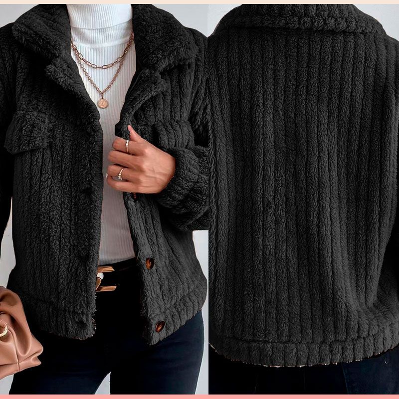 Women’s Warm Fleece Button-down Jacket Cardigan-5