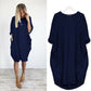 2023 New In-17 Colors Women Casual Loose Pocket Long Sleeves Dress