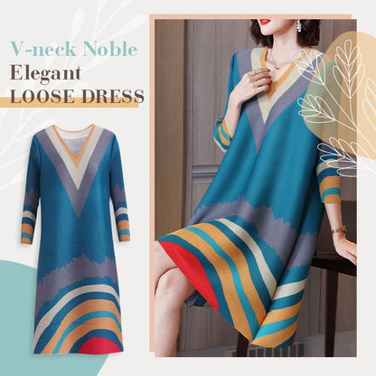 🔥2023 Nyår Hot Sale 50% rabatt🔥V-hals Noble Elegant Loose Dress (köp 2 gratis frakt)