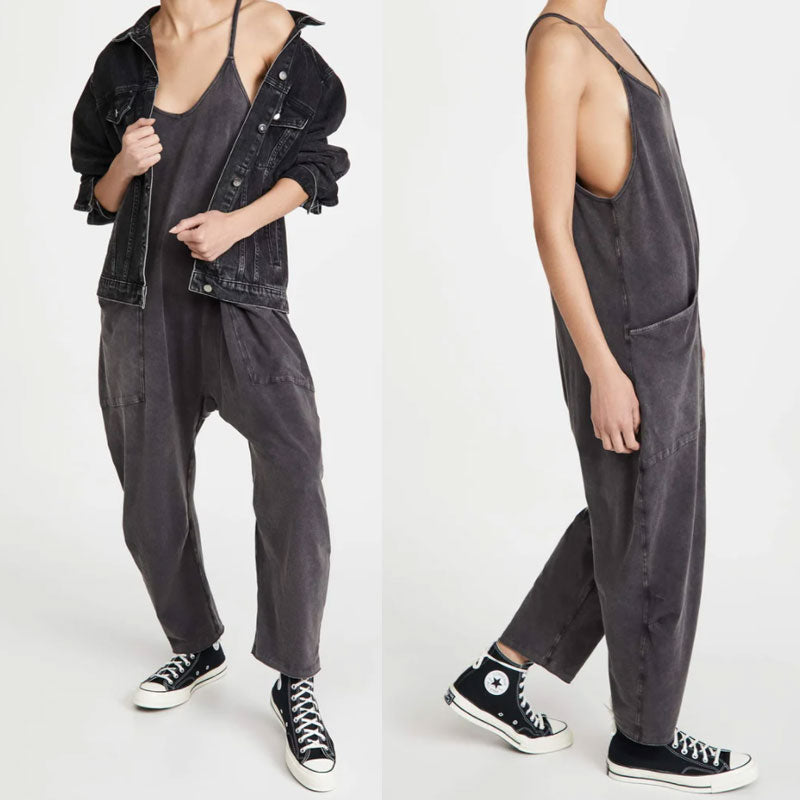 Wide Leg Jumpsuit with Pockets (Buy 2 Free Shipping)