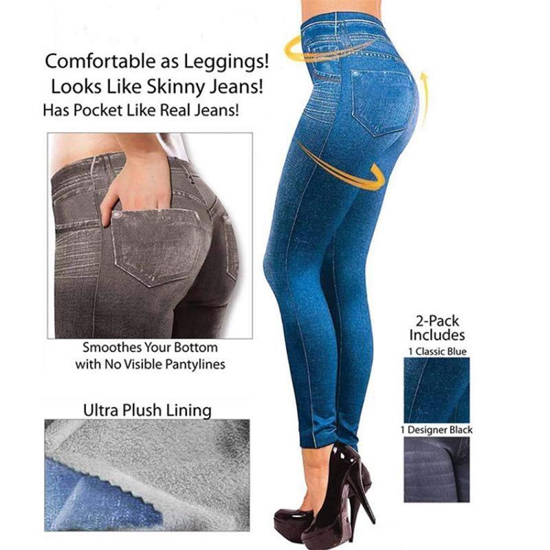 Acquista 2 Spedizione gratuitaJeggings di jeans in pile termico