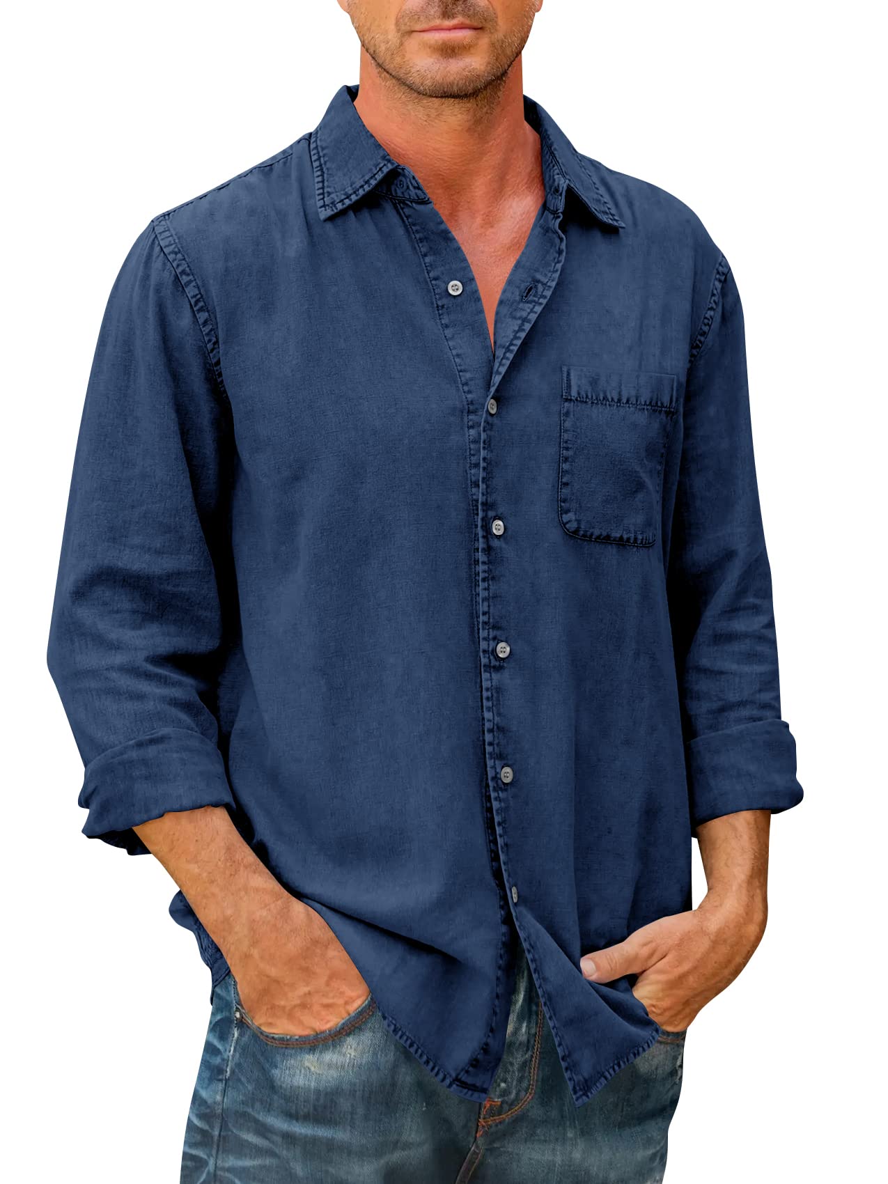 Men's High Quality Denim Shirts Long Sleeve-BUY 1 GET 1 FREE-8