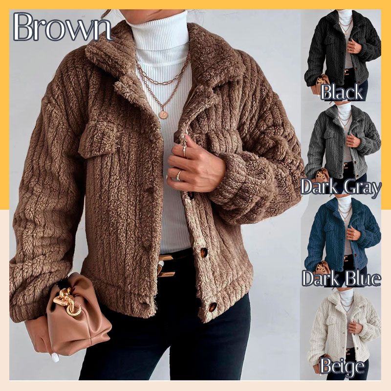 Women’s Warm Fleece Button-down Jacket Cardigan-6