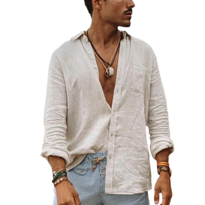 Comfortable Cotton Linen Men’s Shirts-6