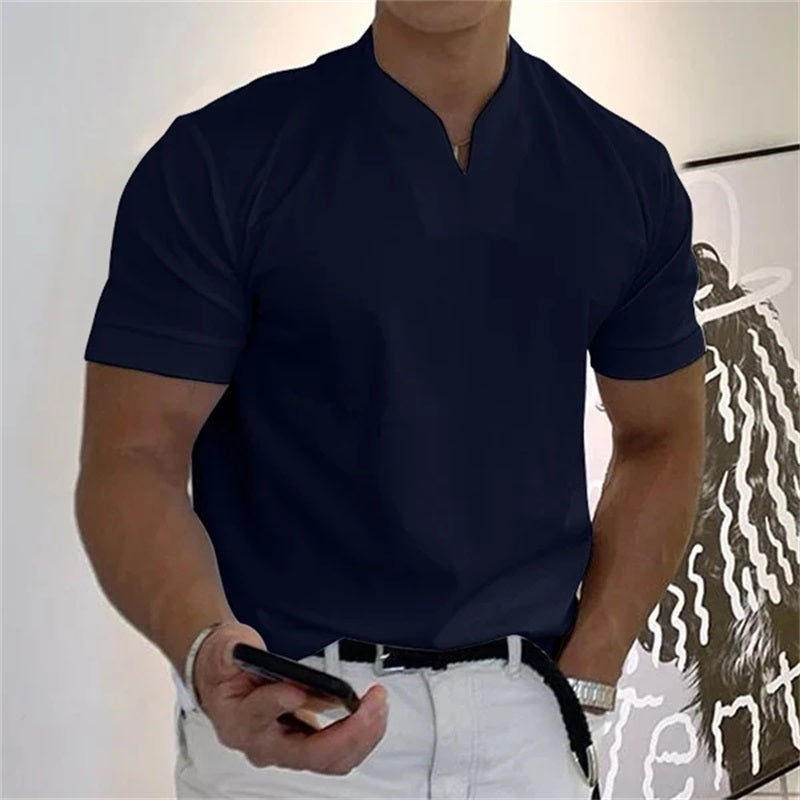 2022 Men Gentlemans Business Short Sleeve Fitness T-shirt-1