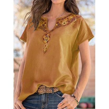 Women's V-neck Fashion Short Sleeve T-Shirt-5