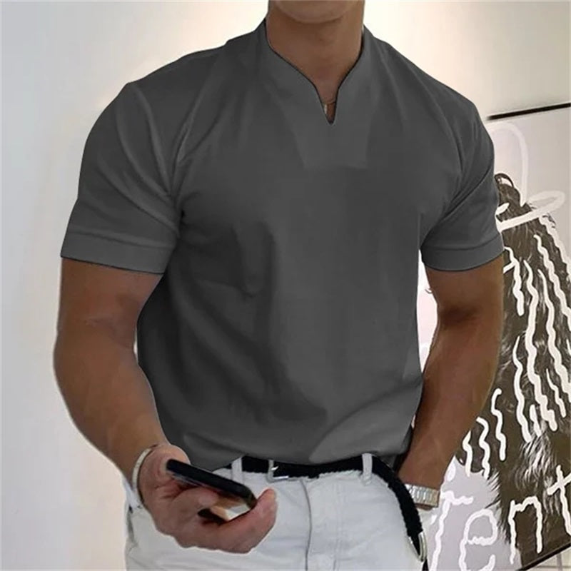2022 Men Gentlemans Business Short Sleeve Fitness T-shirt-3