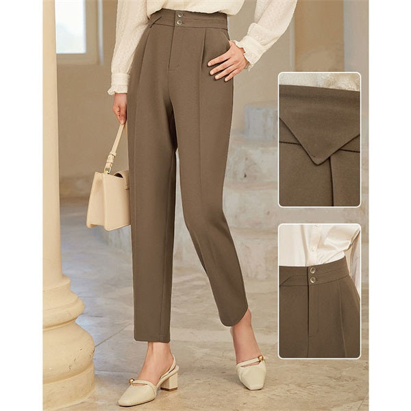 High Waist Ice Silk Slim-fit Suit Pants-7