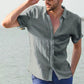 Men's solid color short-sleeved shirt-7