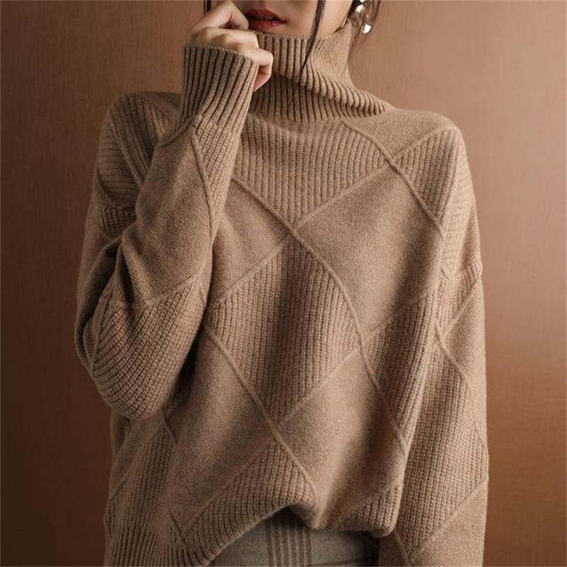 Loose Cashmere Turtleneck Sweater Cardigan-3