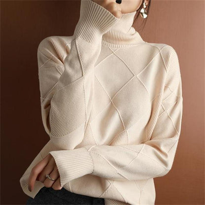 Loose Cashmere Turtleneck Sweater Cardigan-8