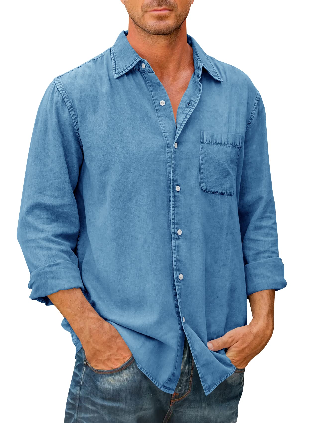 Men's High Quality Denim Shirts Long Sleeve-BUY 1 GET 1 FREE-4