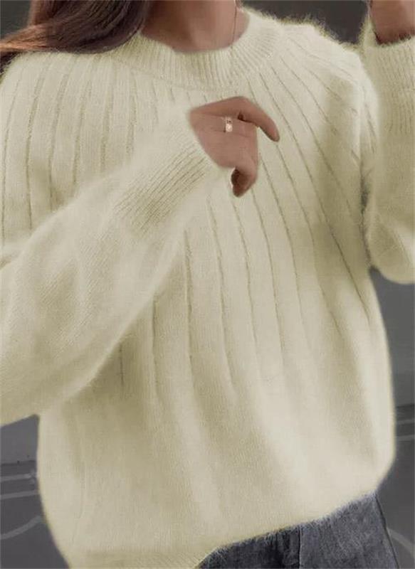 Cashmere Solid Color Fluffy Knitting Sweater-5