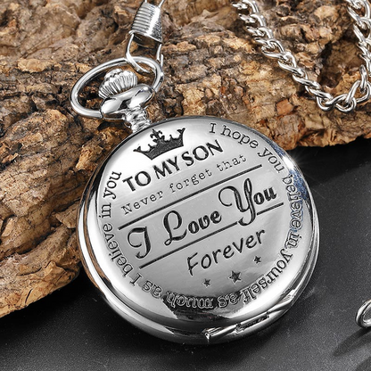 To My Son Quartz Pocket Chain Watch