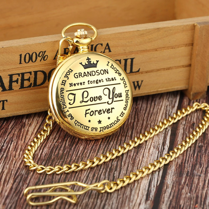 To My Son Quartz Pocket Chain Watch