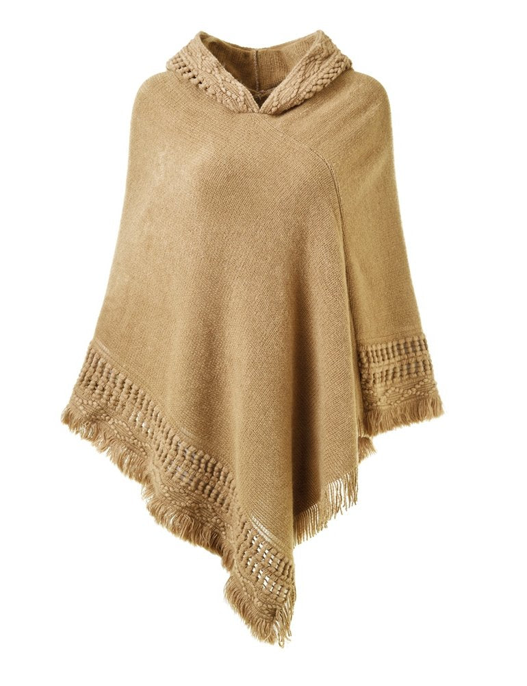 Køb 2 gratis fragtLadies' Hooded Cape med Fringed Hem Crochet Poncho Strikkemønster