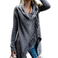 Pull à ourlet à pampilles pour femmes Long Cardigan Knitwer Pull Poncho Coat
