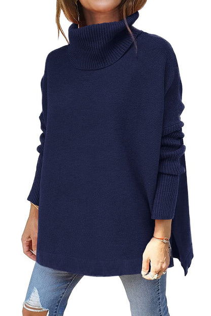 Maglione pullover lavorato a maglia con orlo oversize 2022 a collo alto da donna