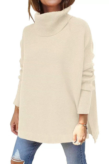 Maglione pullover lavorato a maglia con orlo oversize 2022 a collo alto da donna