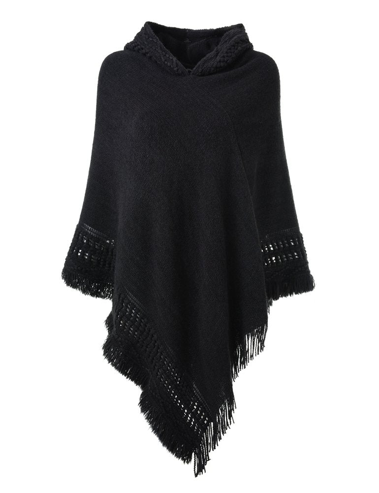 🔥Buy 2 free shipping🔥Ladies' Hooded Cape with Fringed Hem Crochet Poncho Knitting Patterns