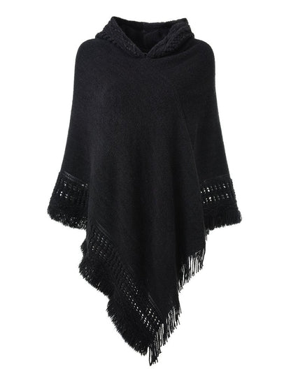 Köp 2 gratis fraktDamens huvkappa med Fringed Hem Virka Poncho Stickmönster