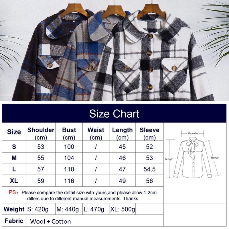 Fall Plaid Woolen Cropped Shirt Jacket-7