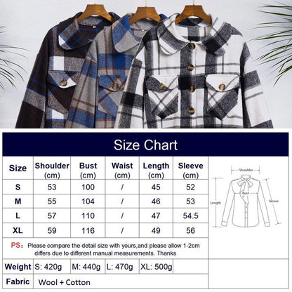 Fall Plaid Woolen Cropped Shirt Jacket-7