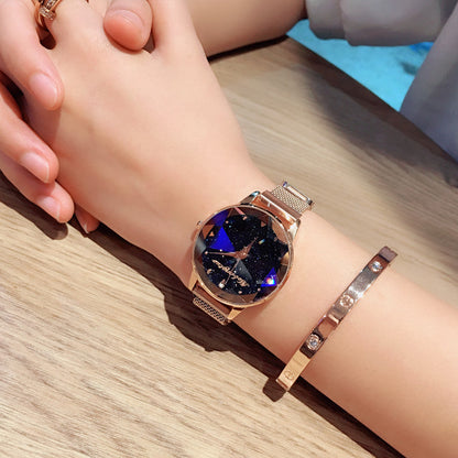 Star-studded watch Trendy women's watch with magnetic bracelet