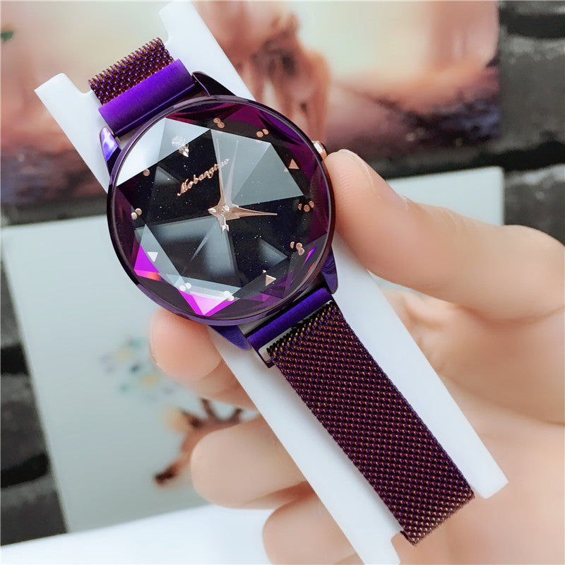 Star-studded watch Trendy women's watch with magnetic bracelet