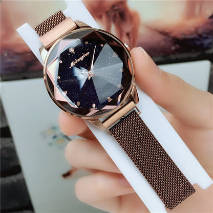 Star-studded watch Trendy women's watch with magnetic bracelet