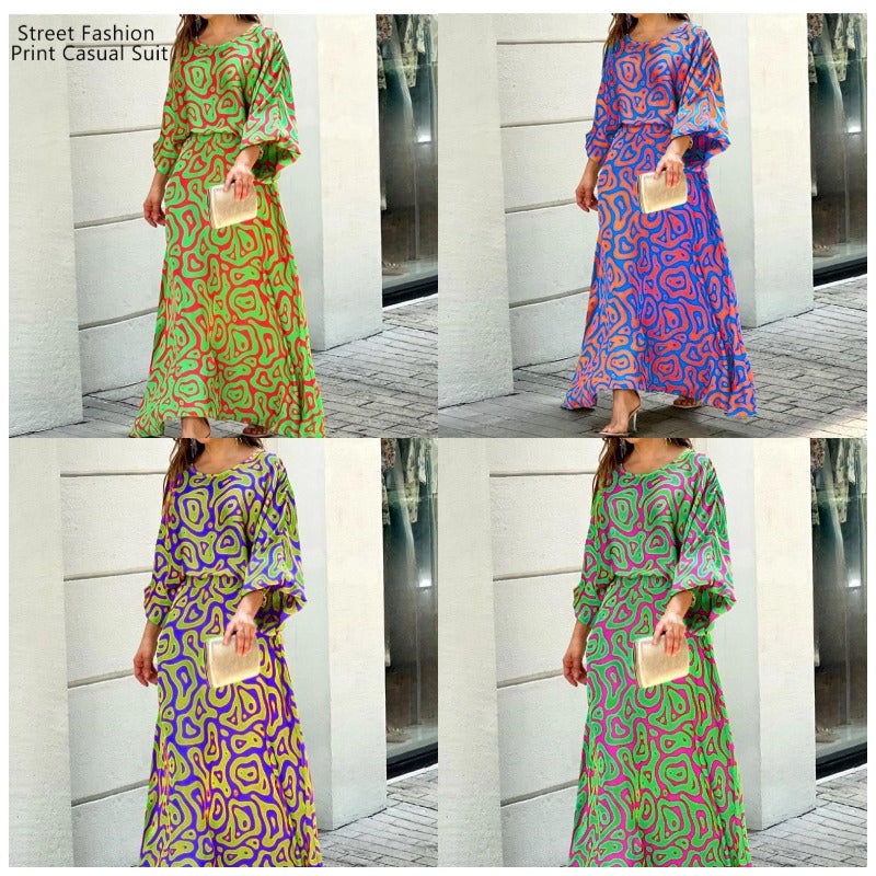 Women's Print Top & Maxi Skirt Set-4