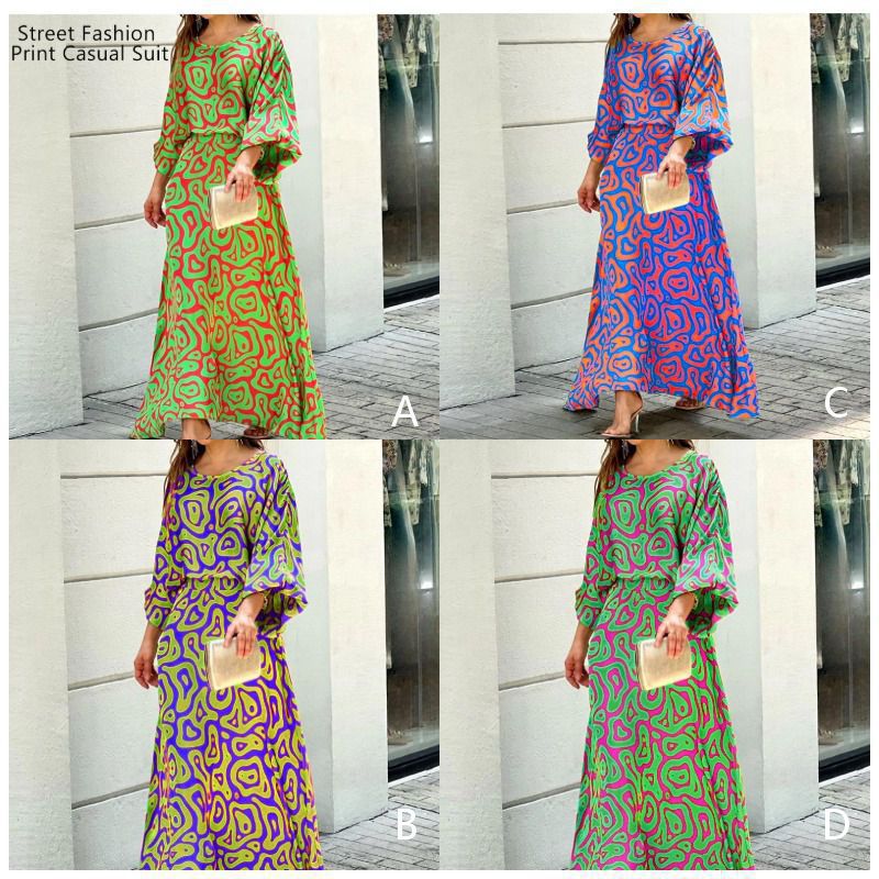 Women's Print Top & Maxi Skirt Set-5