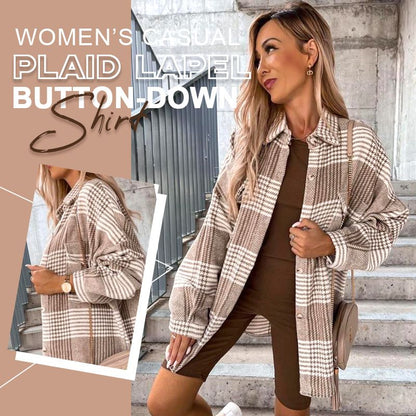 Women’s Casual Plaid Lapel Button-Down Shirt