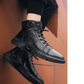 Black Warm Leather Boots