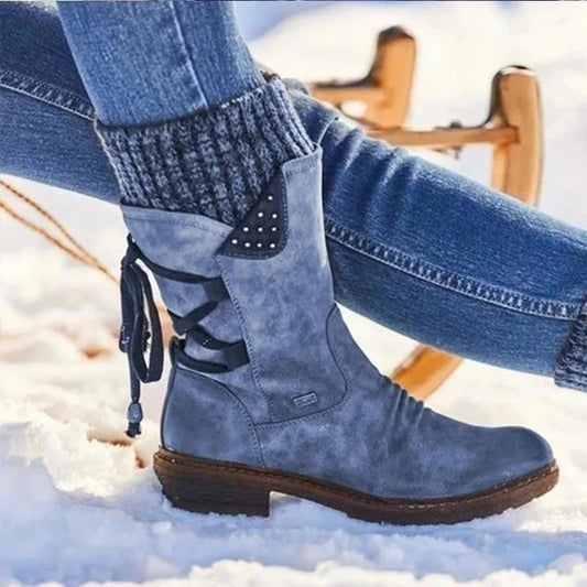 🔥Pré Venda de Natal 49% OFF - PREMIUM Botas com fecho de bezerro médio impermeáveis