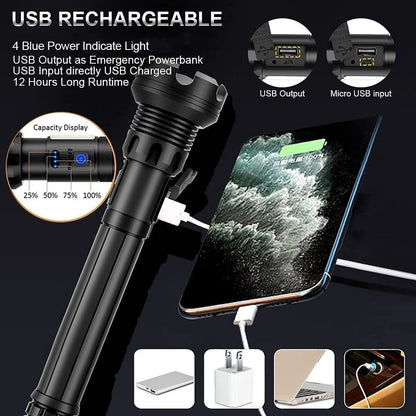 （LAST DAY SALE 49% OFF） LED Rechargeable Tactical Laser Flashlight 90000 High Lumens