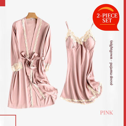 Soft Comfortable Ice Silk Lace Pajamas 2pcs/ 5pcs Set