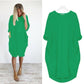 2023 New In-17 Colors Women Casual Loose Pocket Long Sleeves Dress
