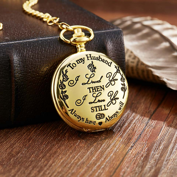 To My Son Quartz Pocket Chain Watch