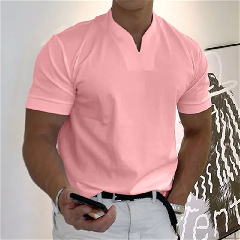2022 Men Gentlemans Business Short Sleeve Fitness T-shirt-5