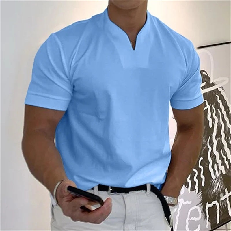 2022 Men Gentlemans Business Short Sleeve Fitness T-shirt-6