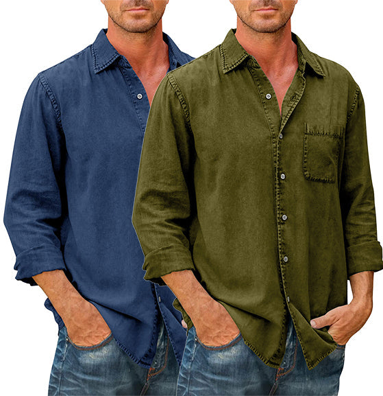 Men's High Quality Denim Shirts Long Sleeve-BUY 1 GET 1 FREE-3