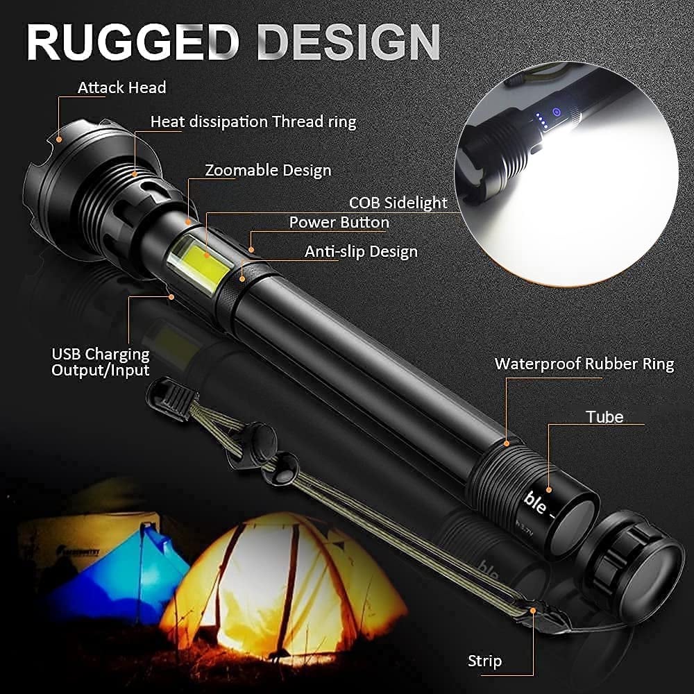 （LAST DAY SALE 49% OFF） LED Rechargeable Tactical Laser Flashlight 90000 High Lumens