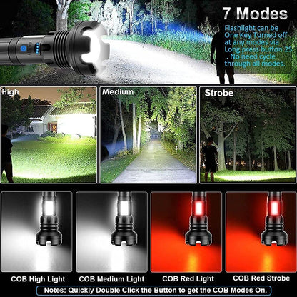 (DERNIER JOUR VENTE 49% OFF) LED Rechargeable Tactique Laser lampe de Poche 90000 Haute Lumens