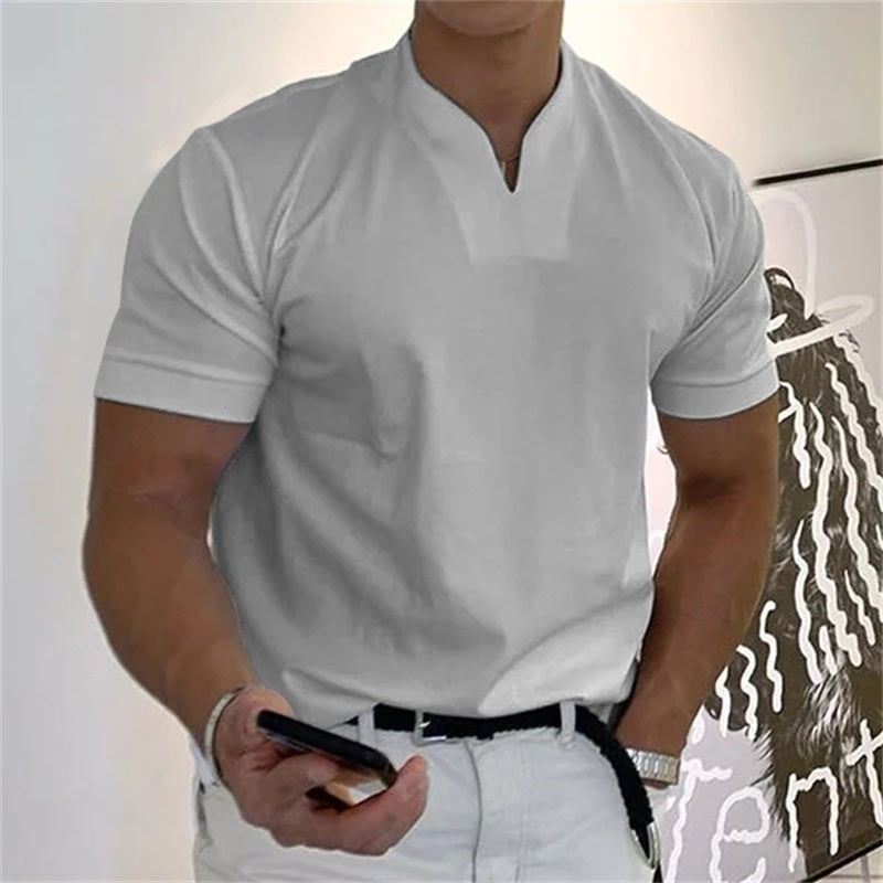 2022 Men Gentlemans Business Short Sleeve Fitness T-shirt-7