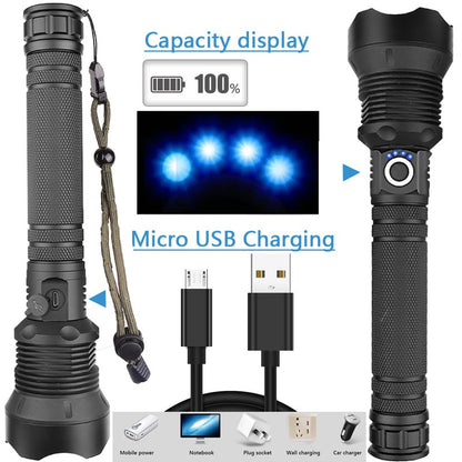 （LAST DAY SALE 49% OFF） LED Rechargeable Tactical Laser Flashlight 90000 High Lumens