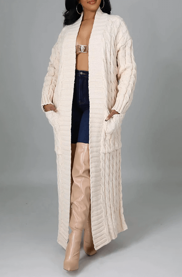 Dual Pocket Cable Knit Cardigan-6