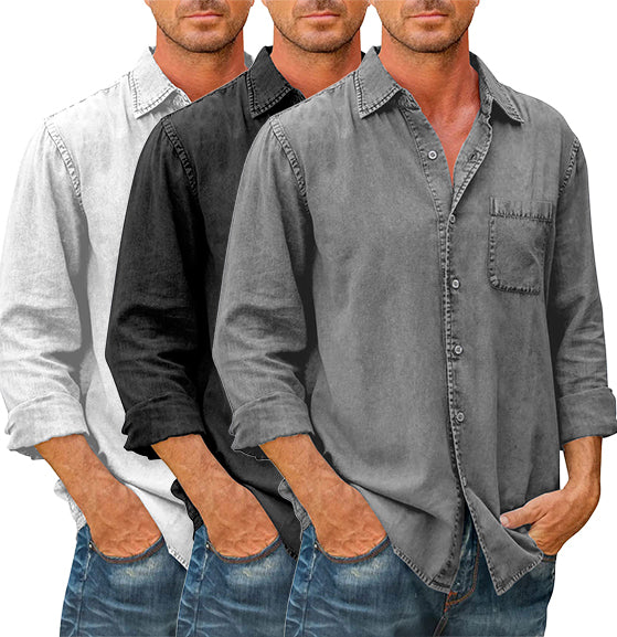 Men's High Quality Denim Shirts Long Sleeve-BUY 1 GET 1 FREE-2